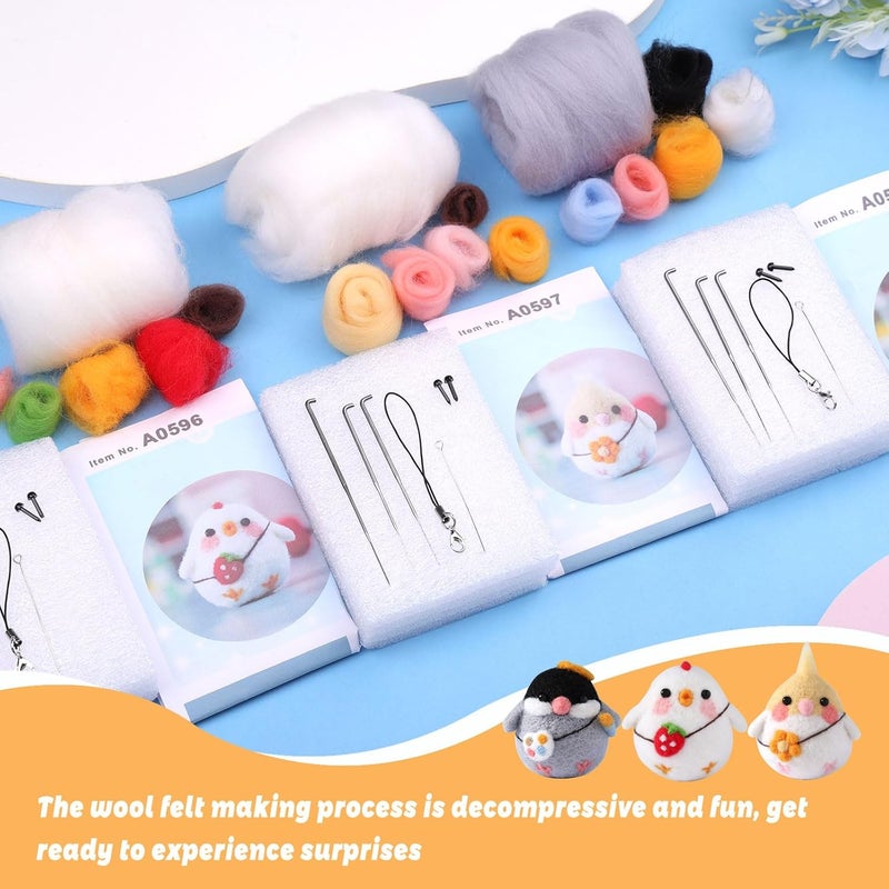 SOCNITC Felting Kits for Beginners, Animal Needle Felting Supplies Kits with Tools Foam Mat Felting Needles, Instructions, Wool Roving Doll Making Supplies for Beginners Adults - Image 3